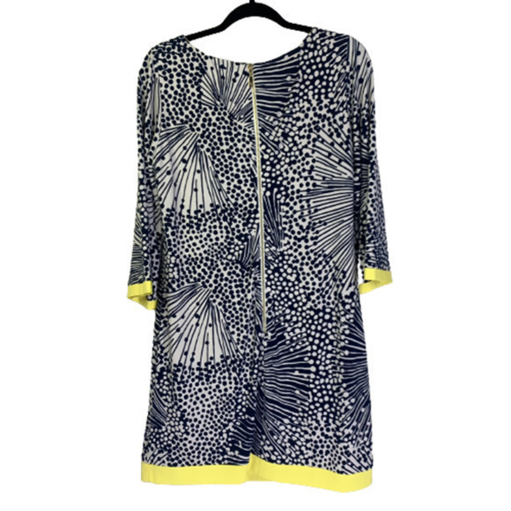 ELIZA J Navy Blue & Yellow Abstract Geometric Print‎ Shift Dress - Picture 8 of 11